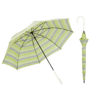 Japan Wholesale Customization Paraguas Promotion Green White Striped Outdoor Patio Straight Umbrella for Girl