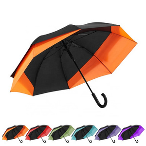 Promotional Custom Printing Extended Full Body Couple Double Layer Automatic Straight Umbrella For outdoor