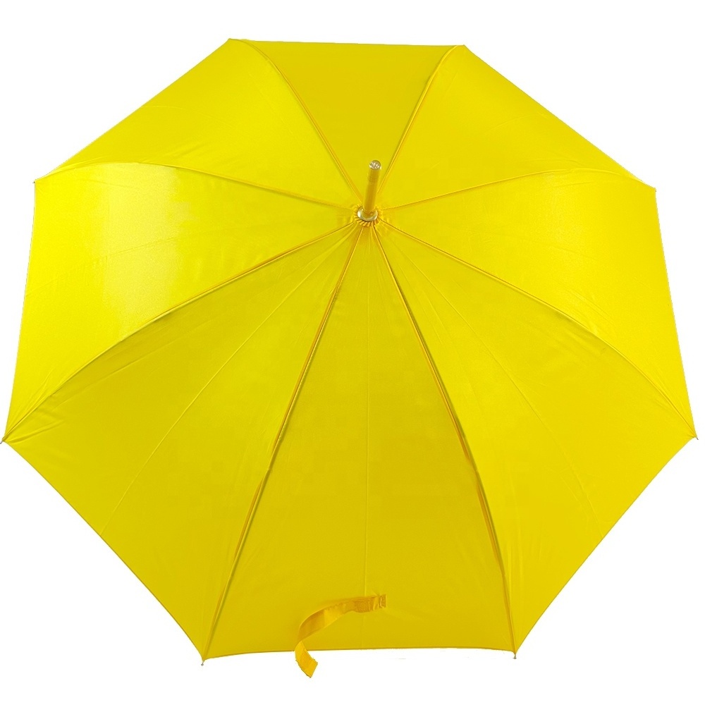 Yellow 23 Inch Hot Selling Windproof Aluminum Curve Handle Promotion Automatic Stick Umbrella For Camping