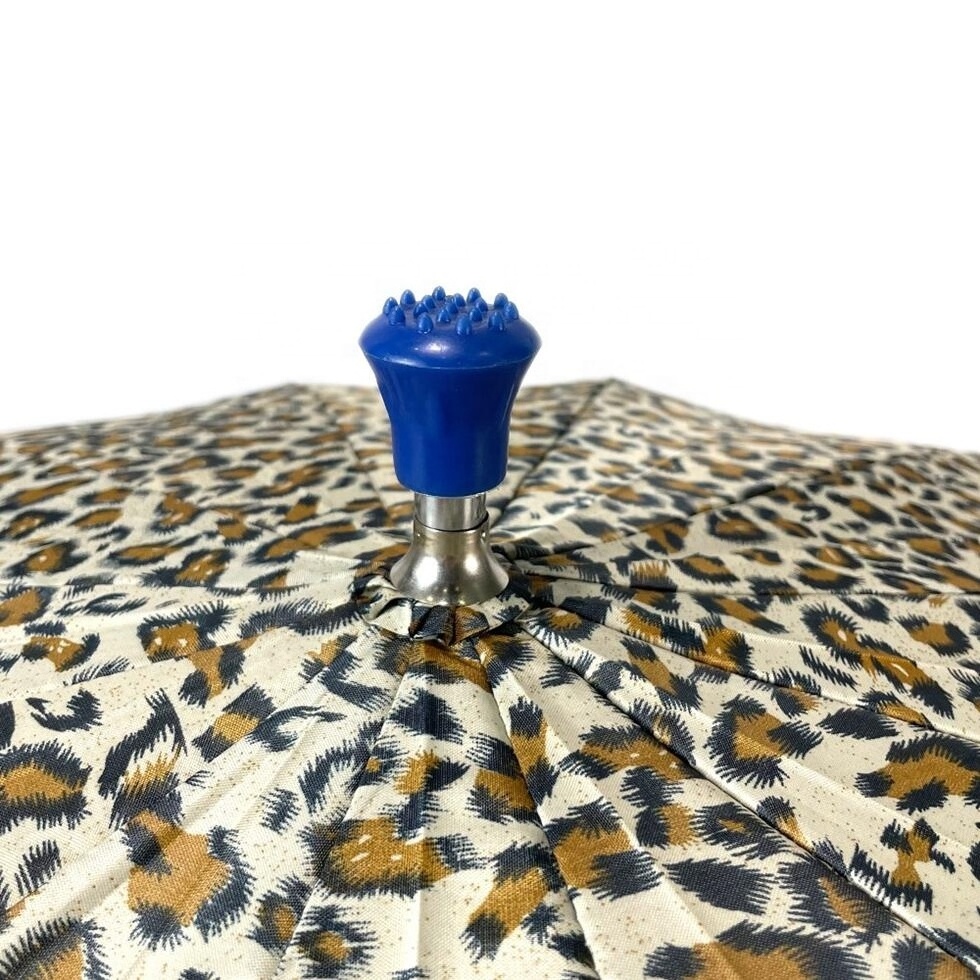 Unique Design Leopard Print Sliver Coating UV Protection Rain Sun Stick Umbrella With Cane Non-Slip