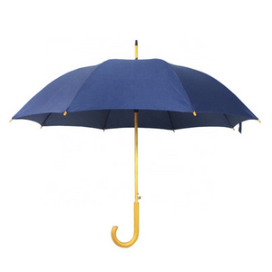 Factory Promotion Wooden Umbrella Wooden Frame Umbrella Navy Classic Carved Wood Handle Straight Automatic Umbrella for outdoor