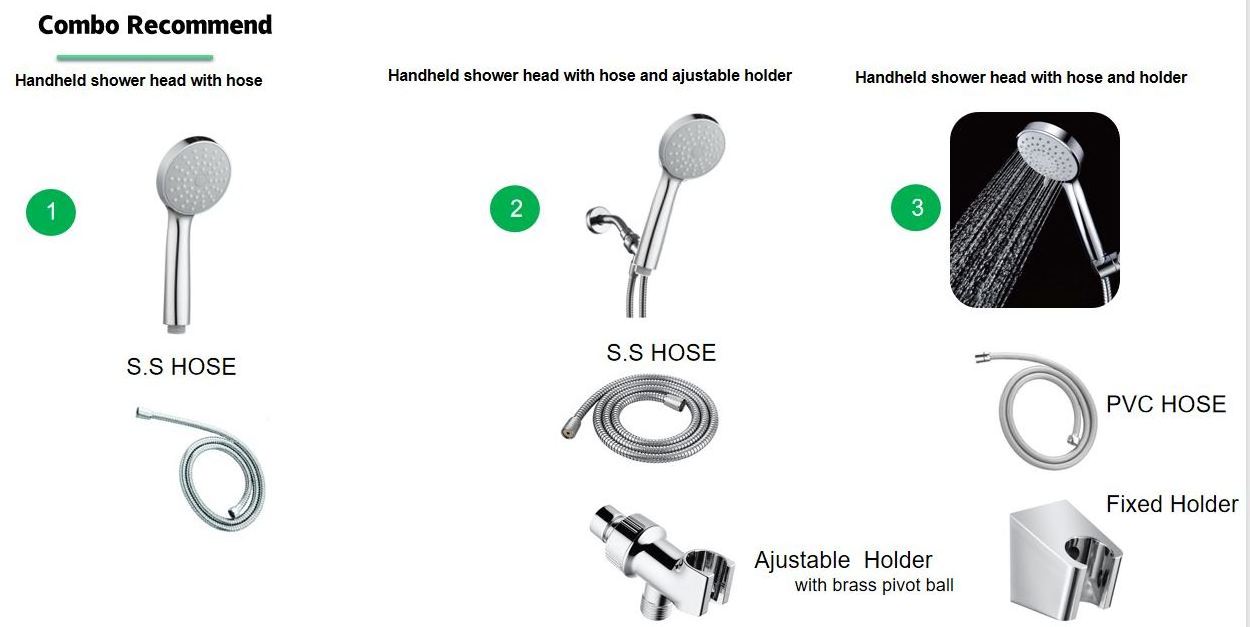 Hot Sale  Hand Shower 1 Function Chrome ABS Plastic Shower Head for hotel use