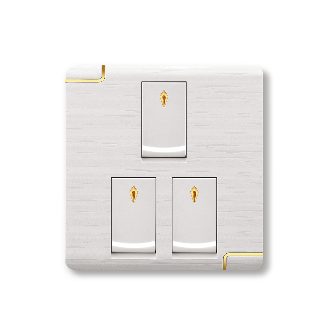 British Standard 3 Gang 1 Way/3 Gang 2 Way 16a Wall Switch 3 Gang 2 Way