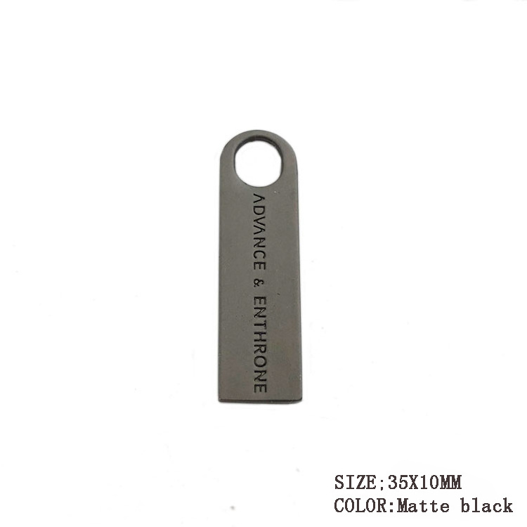 Wholesale embossed matte black brand logo custom metal zipper pull for jackets