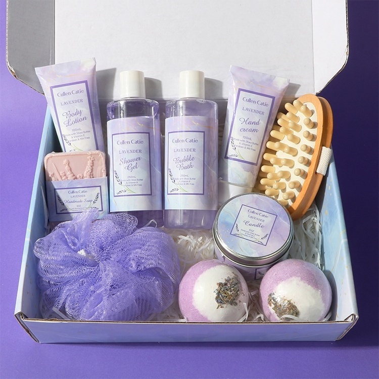 Hot Selling Wholesale OEM Blue Ocean Lavender Body Mist Shower Gel Perfume Lotion Bubble Bath Home Spa Bath Gift Set With Box