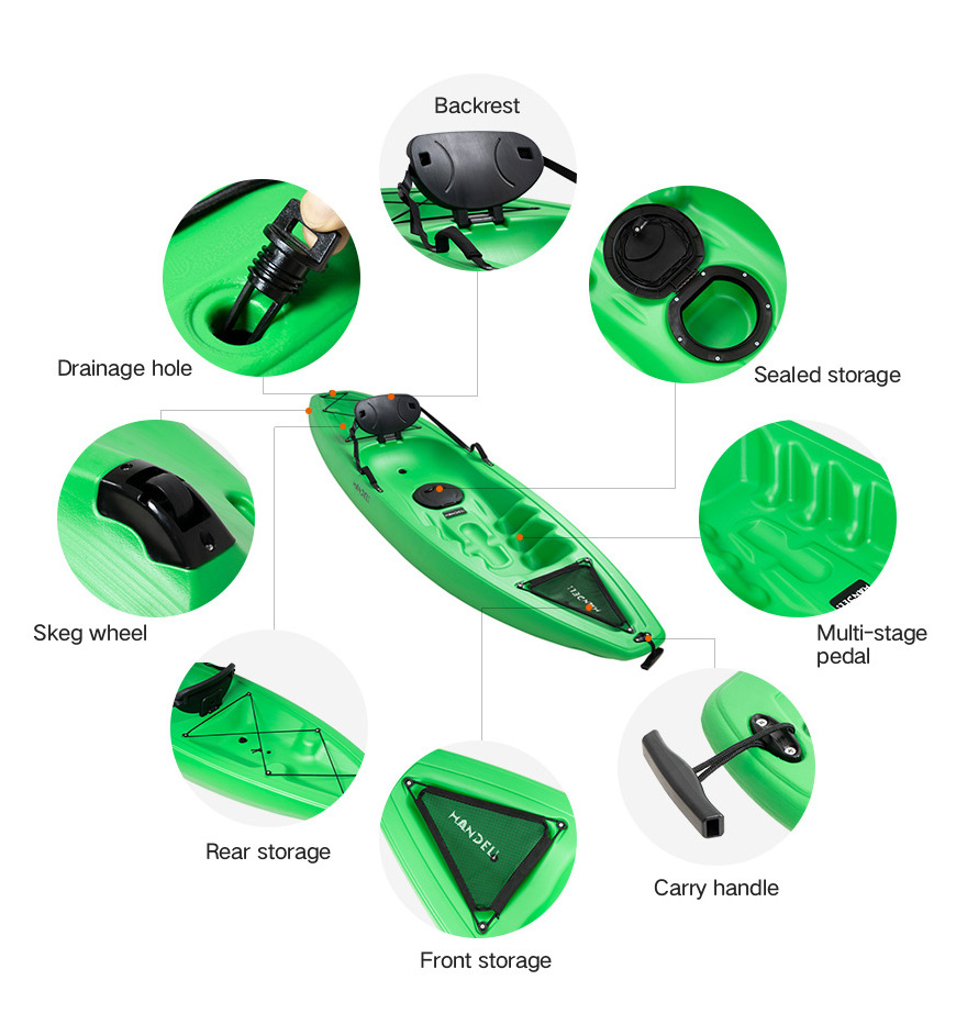 HANDELI Cheap HDPE Sit On Top Plastic Boat Canoe Single Seat Kayak Sea canoe kayak rowing boats