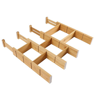 4 Pack Bamboo Wooden Kitchen Deep Drawer Dividers Expandable Adjustable Organizer In Household Storage Drawer