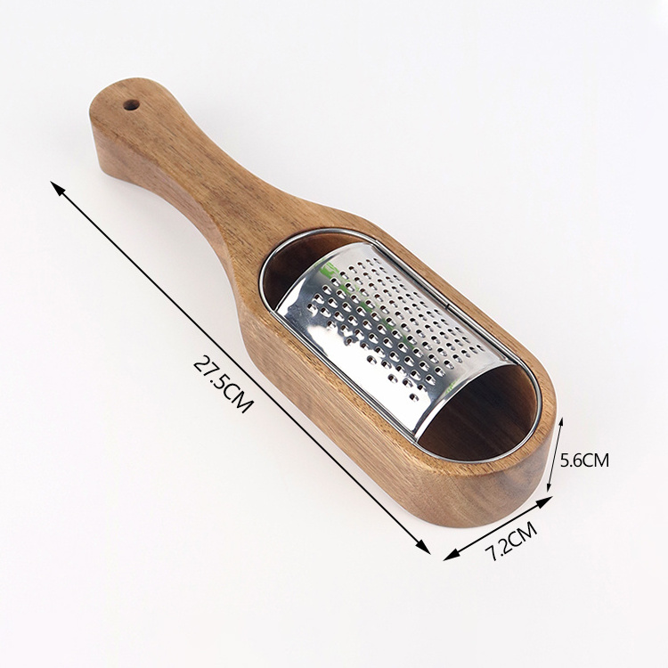 Hot Selling Kitchen Acacia Wood Grater,Stainless Steel  Cheese Fruit And Vegetable Garlic Carrot Potato Grater Tools