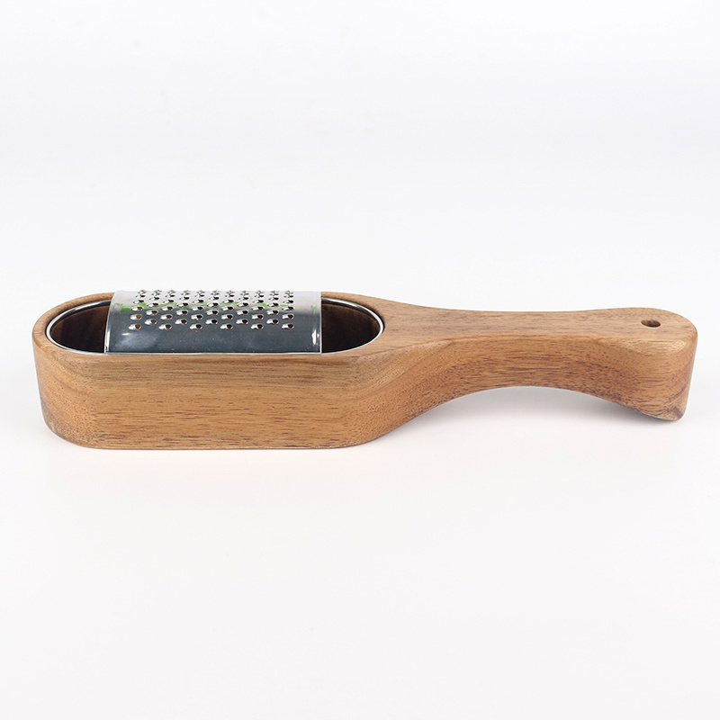 Hot Selling Kitchen Acacia Wood Grater,Stainless Steel  Cheese Fruit And Vegetable Garlic Carrot Potato Grater Tools