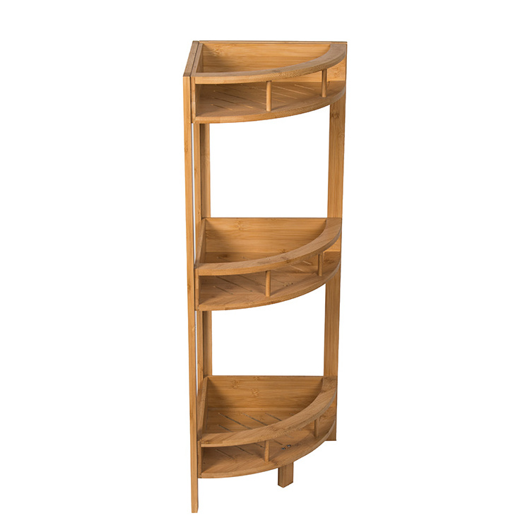 Multi-functional Bamboo Bathroom Shelf Storage Organizer Tower Free Standing Rack With 3-Tier