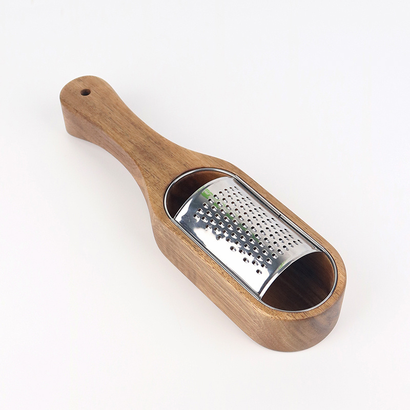 Hot Selling Kitchen Acacia Wood Grater,Stainless Steel  Cheese Fruit And Vegetable Garlic Carrot Potato Grater Tools