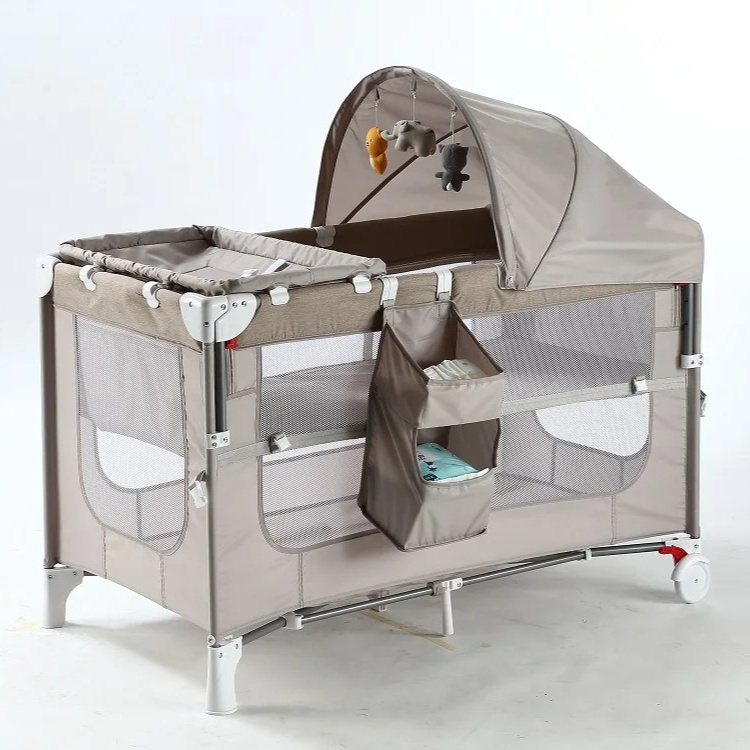 Portable European Design Foldable Baby Rock Sleeper Infant Rocker Travel Bed Newborn Crib Playard Playpen Travel Cot