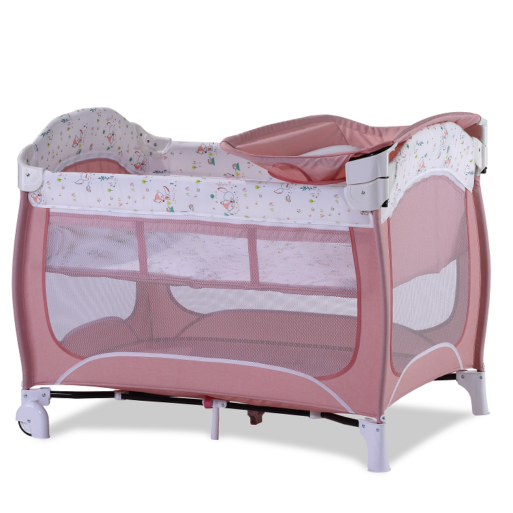 Comfortable Portable Folding Playpens For Kids Baby Safety Playard With Cartoon Printing With Changing Table