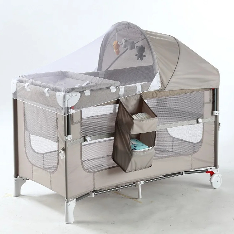 Portable European Design Foldable Baby Rock Sleeper Infant Rocker Travel Bed Newborn Crib Playard Playpen Travel Cot