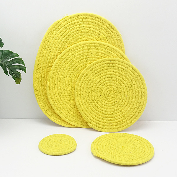 Wholesale Available Oval Insulation Table Mat Cotton Coffee Tea Cup use Linen Rope Woven