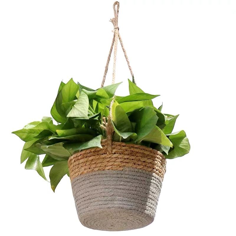 4 Pieces Hanging Planter Basket Set Jute Rope Plant Hangers Hand Woven Storage Flower Pot with Waterproof Plastic Liner Indoor