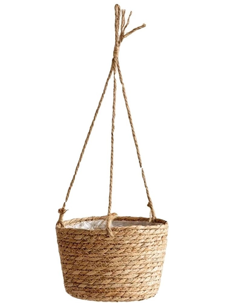 4 Pieces Hanging Planter Basket Set Jute Rope Plant Hangers Hand Woven Storage Flower Pot with Waterproof Plastic Liner Indoor