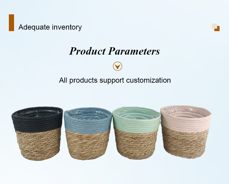 Natural Handmade Woven Laundry Storage Hamper Gift Decor Baskets Round Seagrass Flower Fruit Basket With Handle