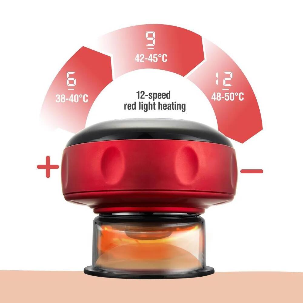 chinese red vacuum silicone smart electric cupping therapy set massager machine with microcurrent red light therapy for body