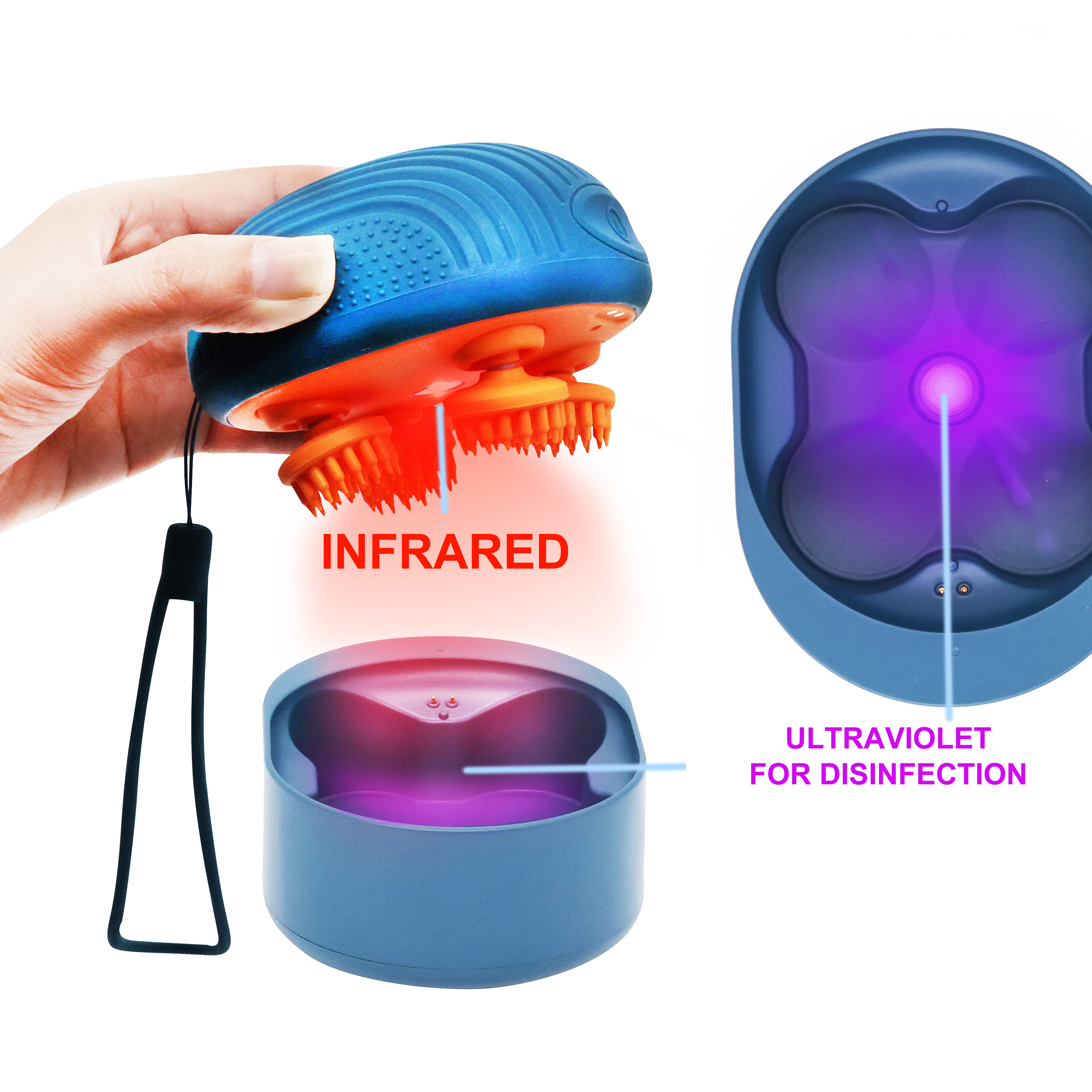 Healthpal Oem Odm Rechargeable Waterproof Battery Operated Handheld Electric Head Scalp Vibrating Head Massager Pet Cat Dog