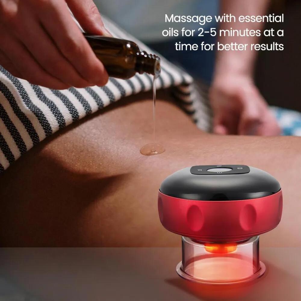 chinese red vacuum silicone smart electric cupping therapy set massager machine with microcurrent red light therapy for body