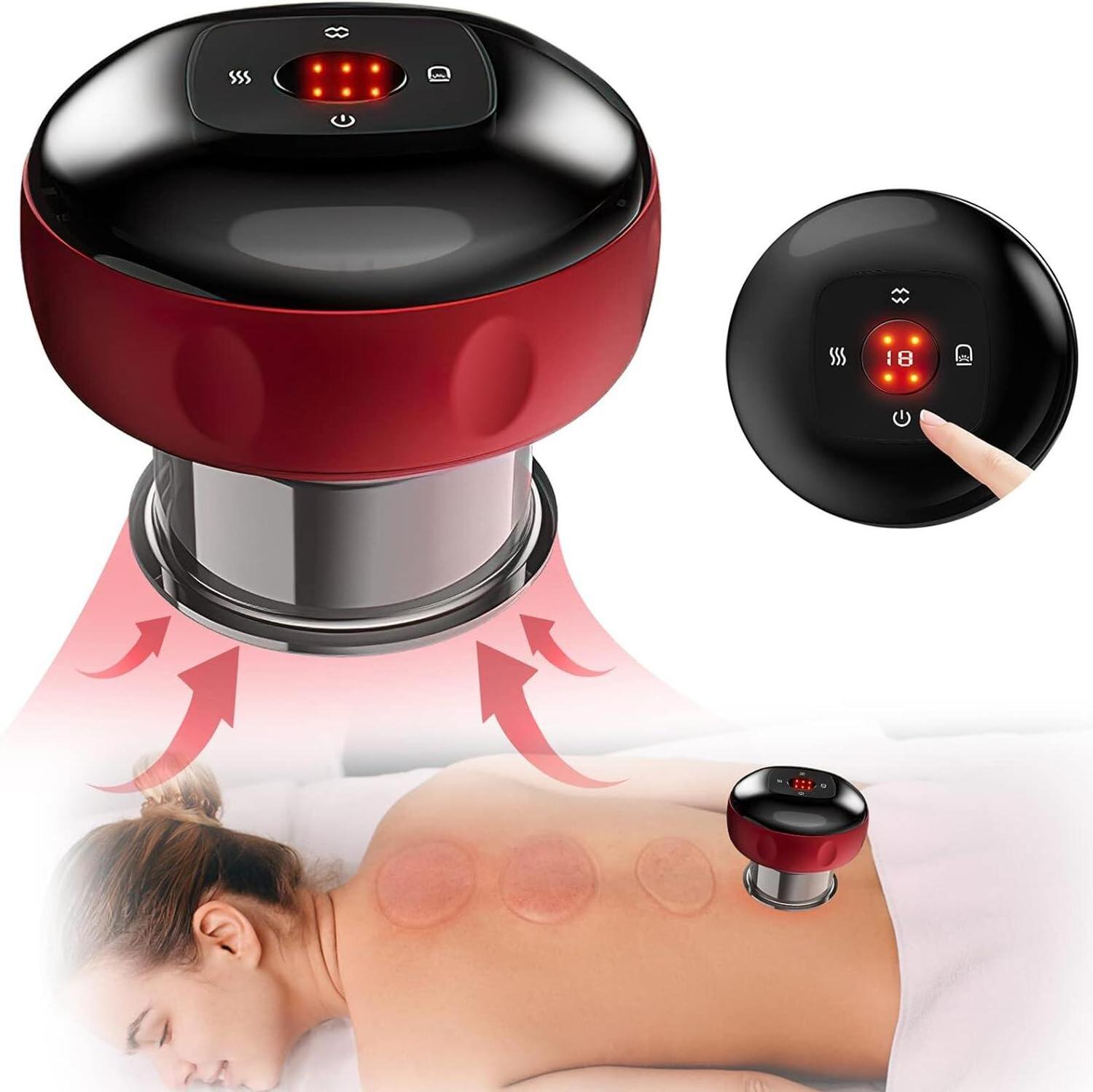 chinese red vacuum silicone smart electric cupping therapy set massager machine with microcurrent red light therapy for body