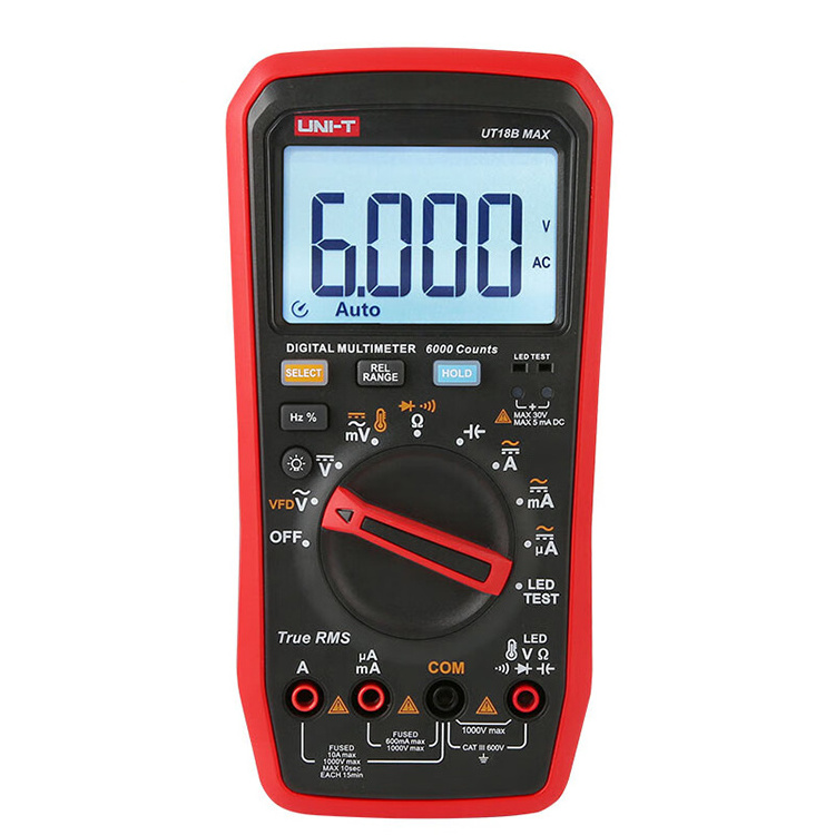 UNIT UT15B/17B/18B Max Professional True RMS Digital Multimeters Manual Range AC DC Backlight 1000V Tester