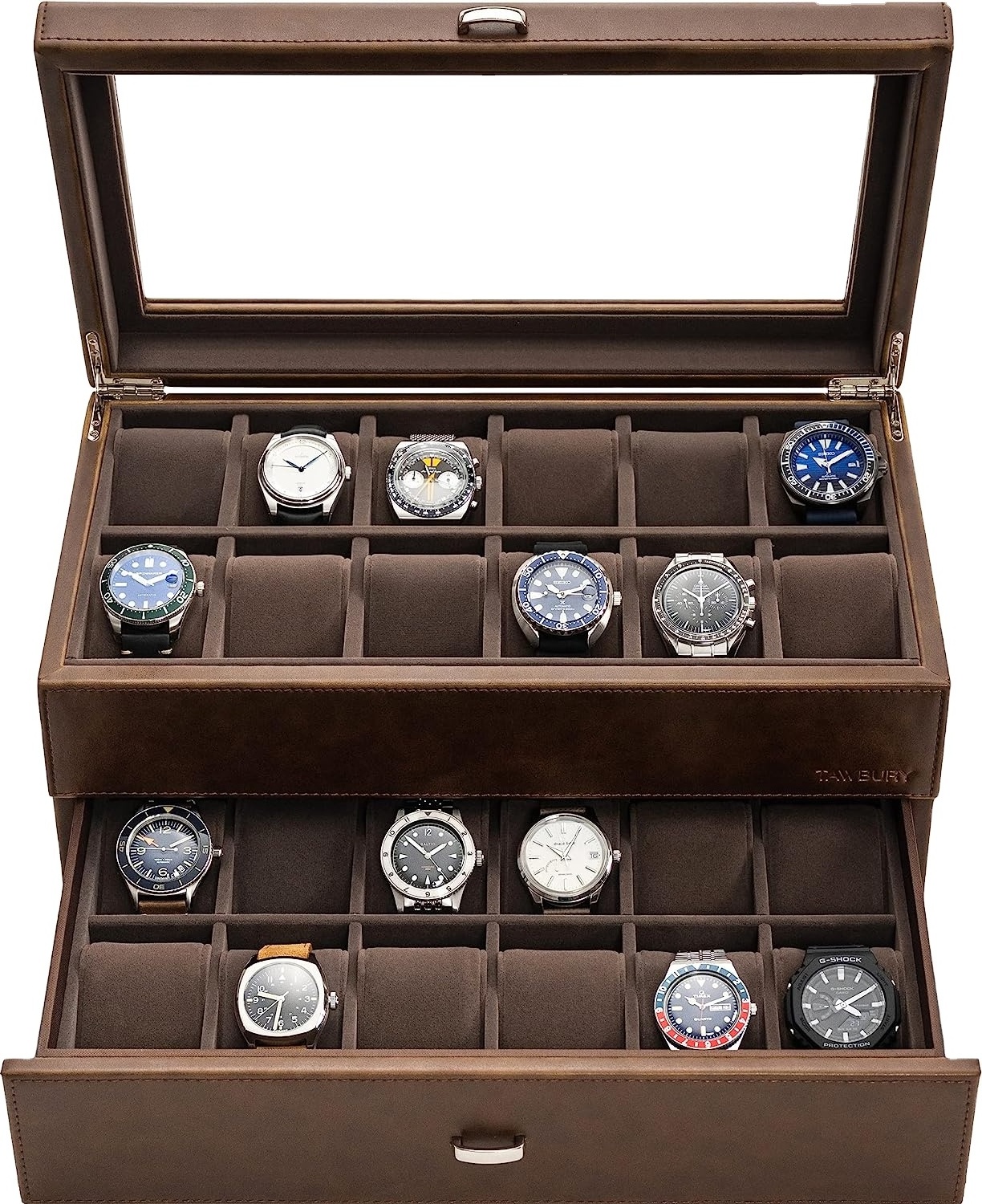 Manufacturer Promotion Watch Packaging 24 Slots Watch Box Organizer Luxury Large Watch Box For Men