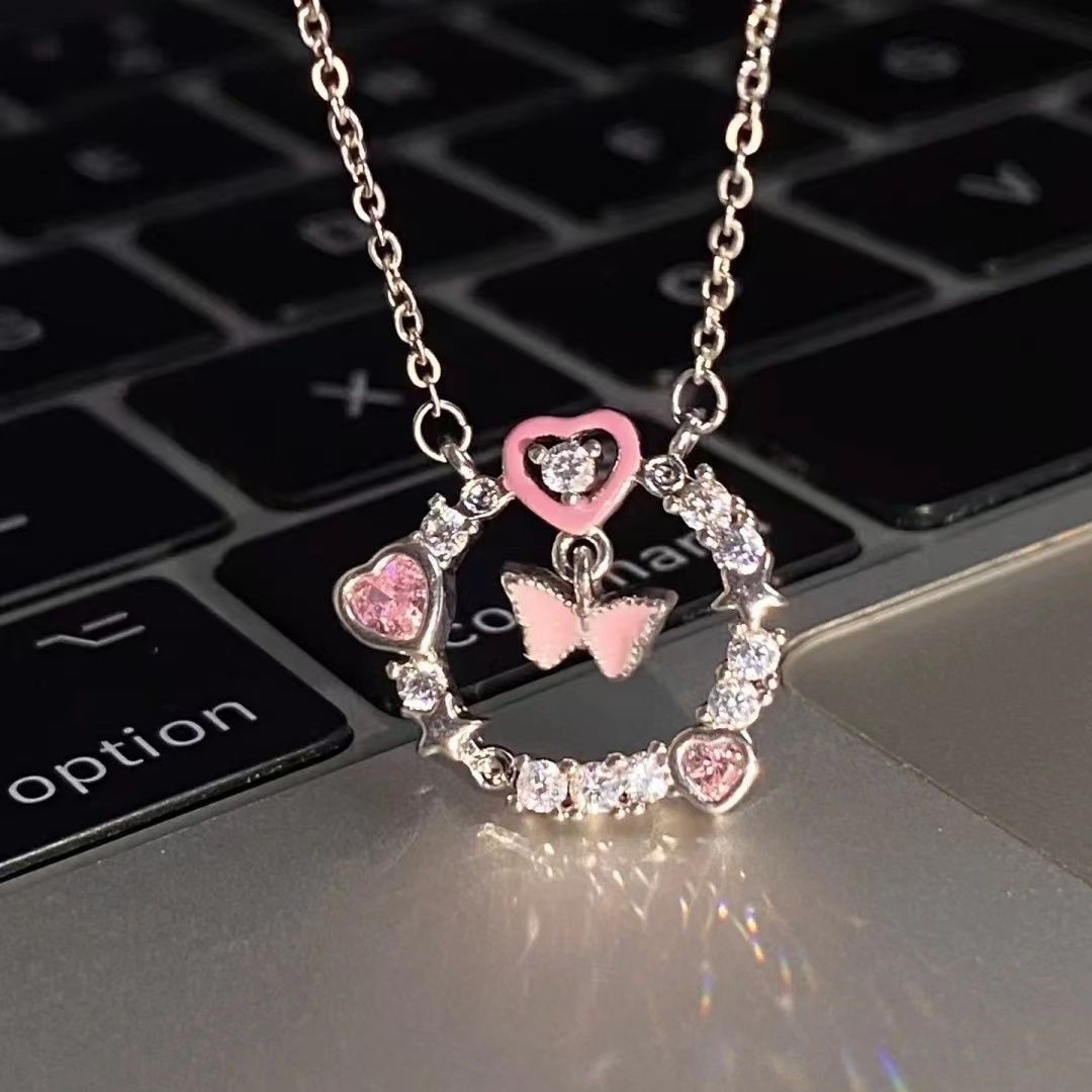 Romantic Thorn Roseflower Charm Pendant Zircon Couple Necklace For Lovers Men Women Necklaces Valentine's Day Gift