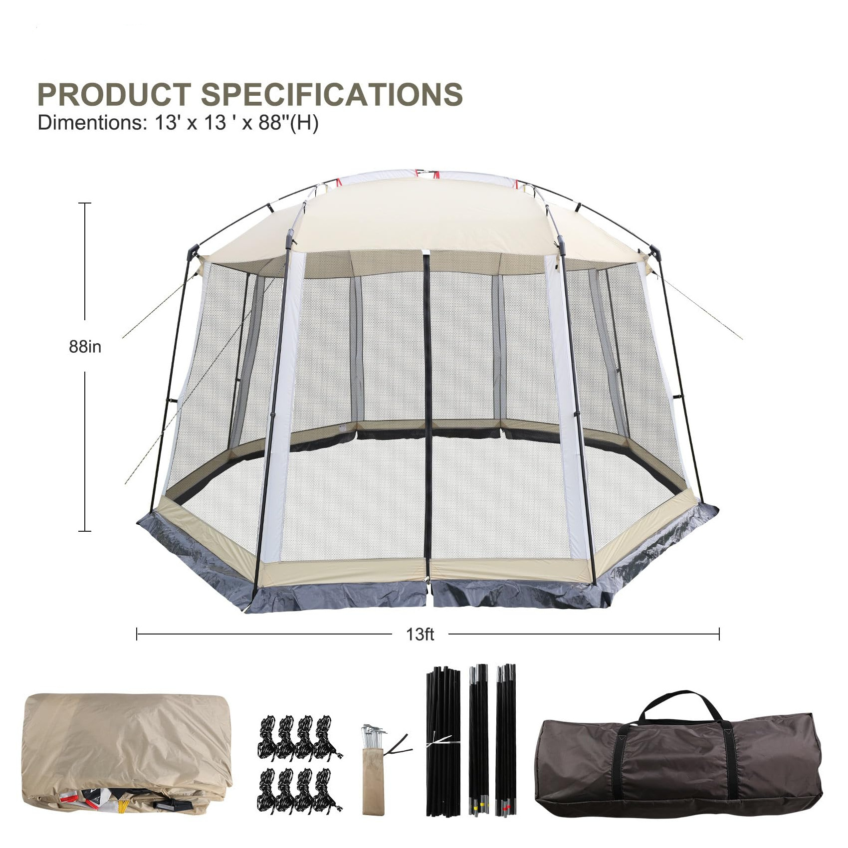 8-10 Person Sun Canopy Shelter Tent High Quality Foldable Mosquito Net Screen House Tent Lightweight Backyard Garden Mesh Tent