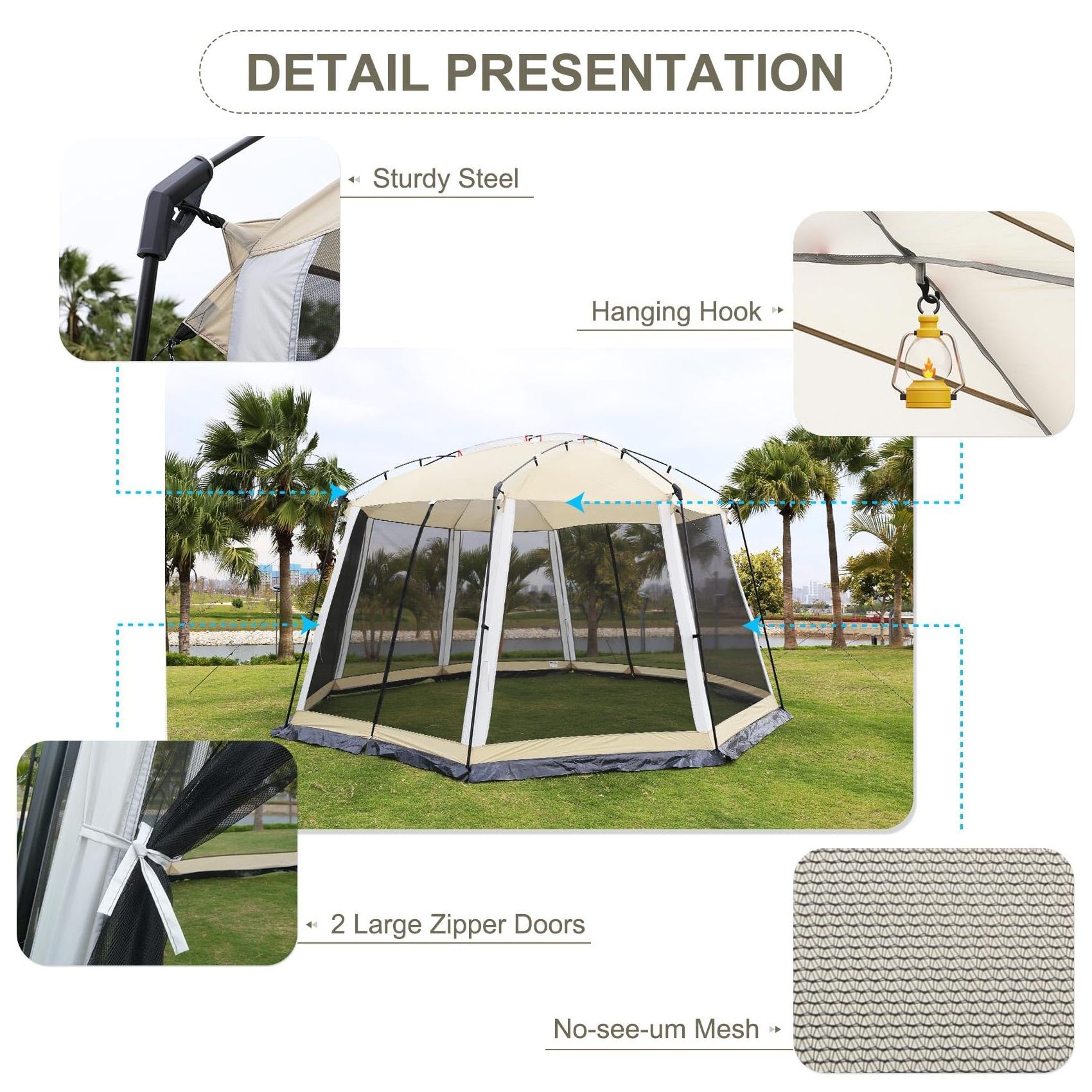 8-10 Person Sun Canopy Shelter Tent High Quality Foldable Mosquito Net Screen House Tent Lightweight Backyard Garden Mesh Tent