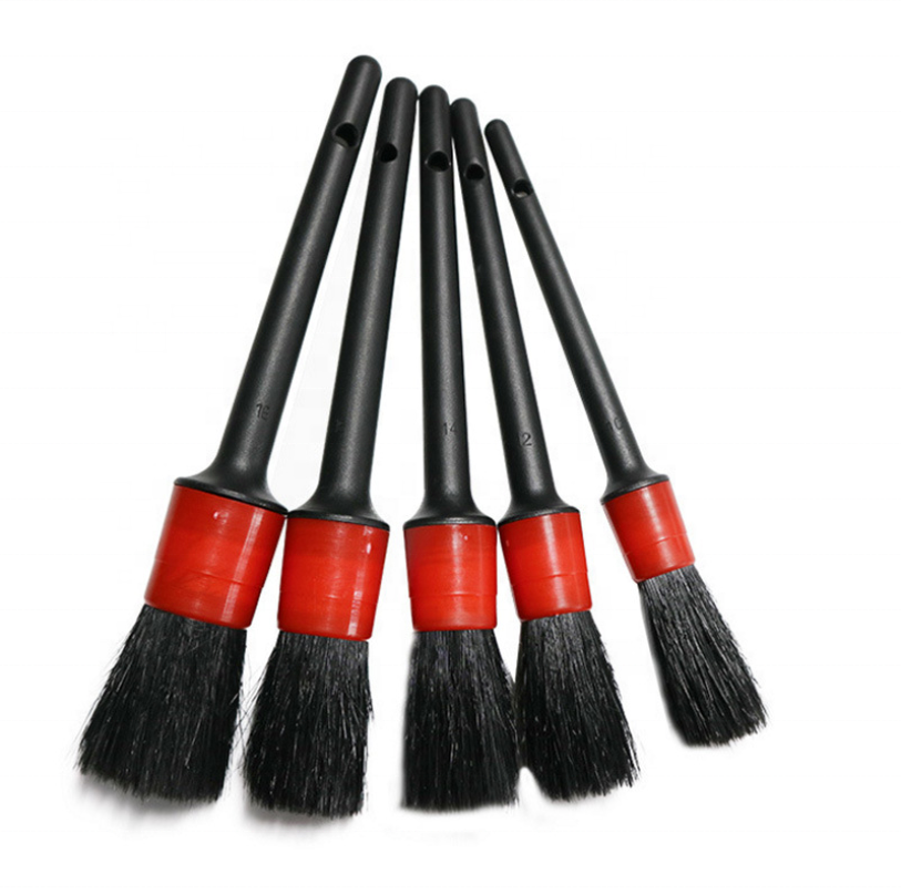 5 pcs Soft Car Detailing Brush Set Bristle Hair Brush for Both Dry and Wet Use Wheel Air Outlet Cleaning Tool Detail Brushes