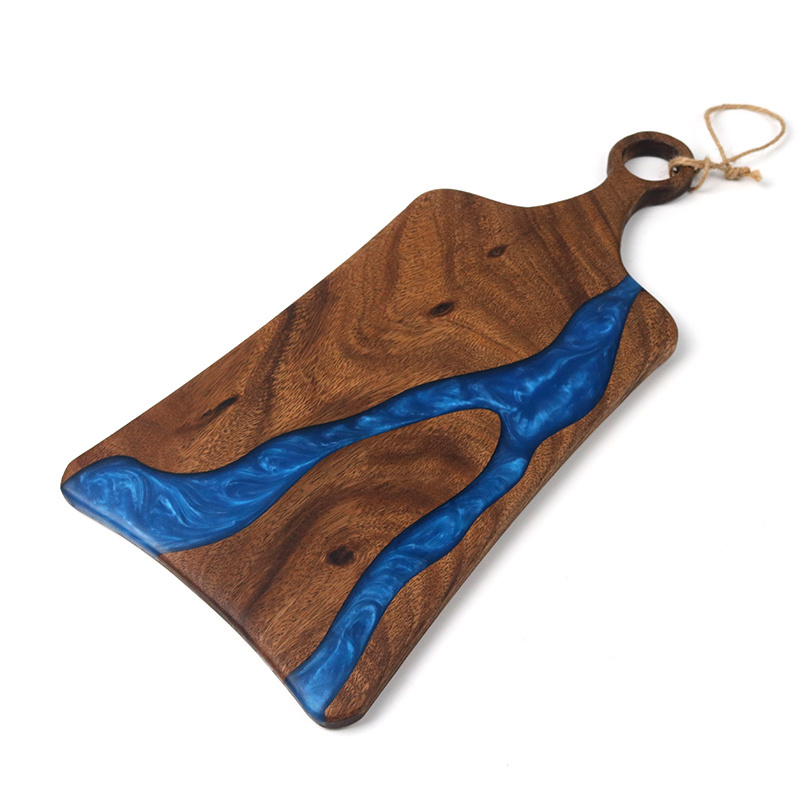 Wholesale Walnut Wooden And Epoxy Resin Cutting Board,Chopping Serving Board With Handle