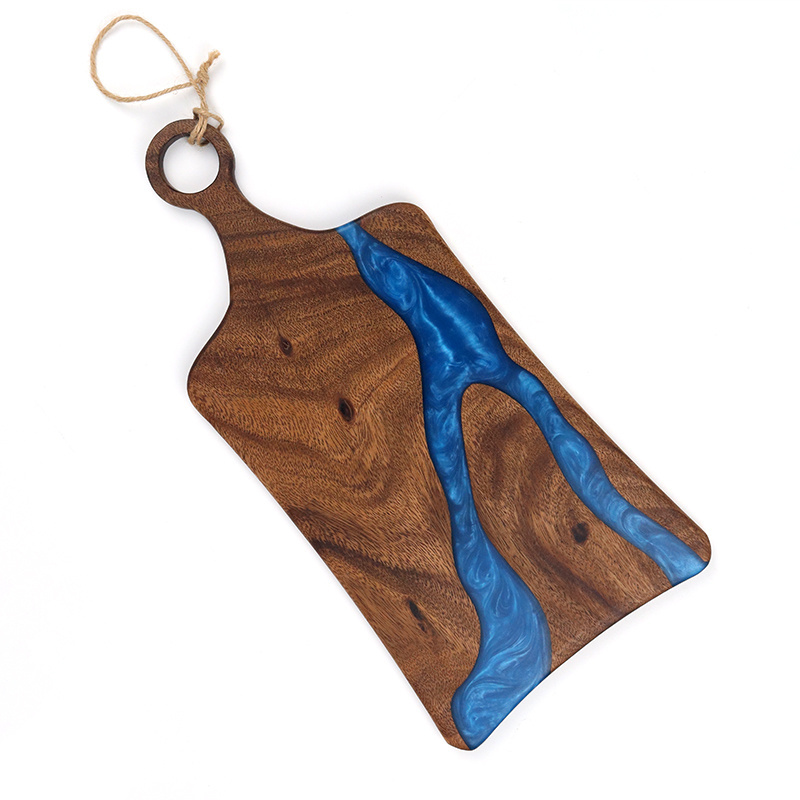 Wholesale Walnut Wooden And Epoxy Resin Cutting Board,Chopping Serving Board With Handle