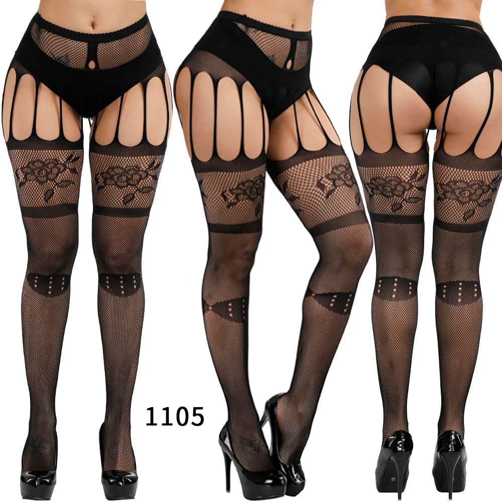 2023 Womens Lingerie Plus Size Sexy Lingerie With High Waist Garter Belt Floral Pantyhose / Tights Stocking