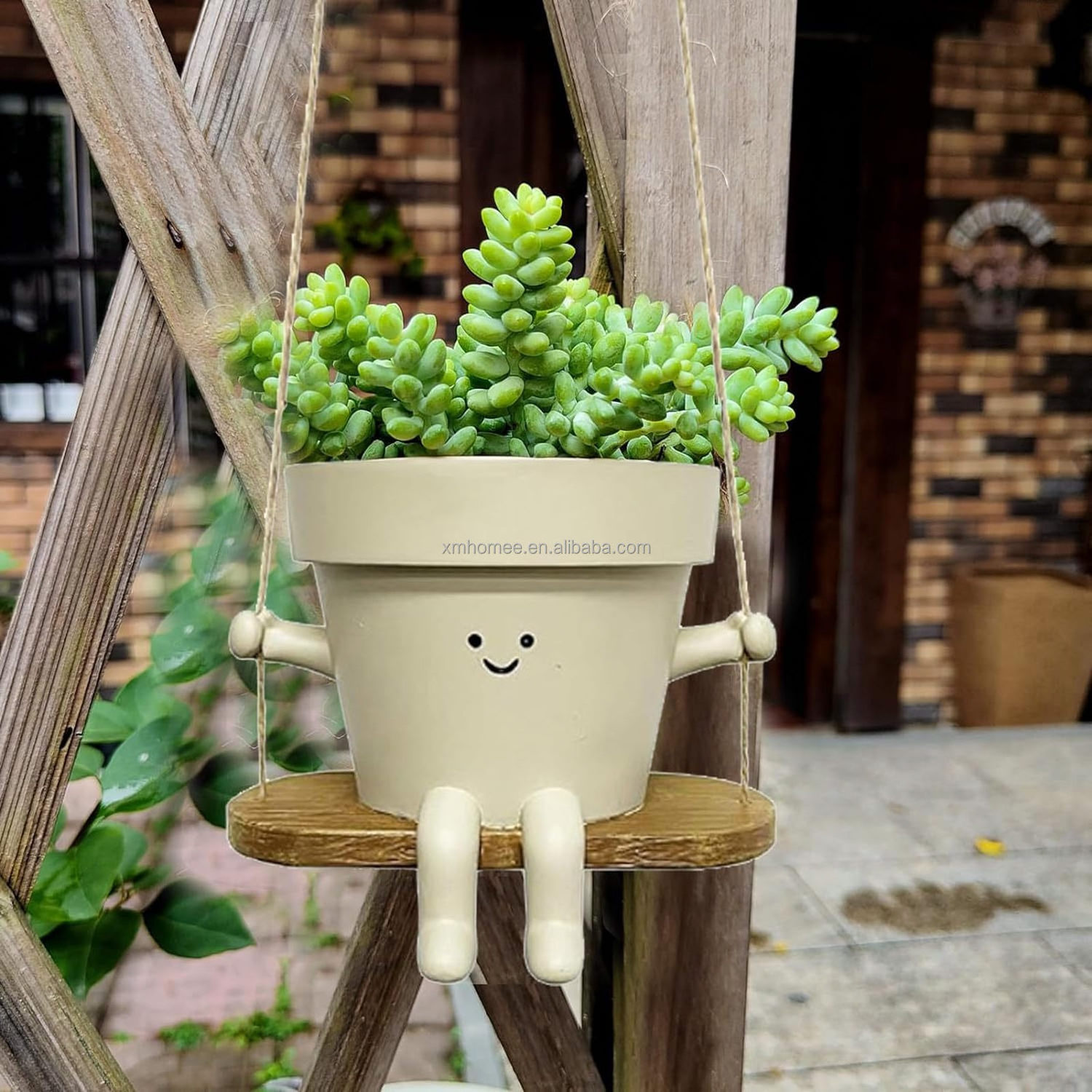 Swing Face Planter Pot Resin Flower Pot Hanging Head Planter Garden Outdoor Hanging Hammock Planter Plant Succulent Pots