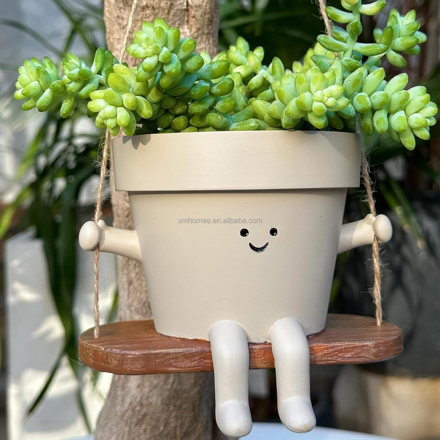 Swing Face Planter Pot Resin Flower Pot Hanging Head Planter Garden Outdoor Hanging Hammock Planter Plant Succulent Pots