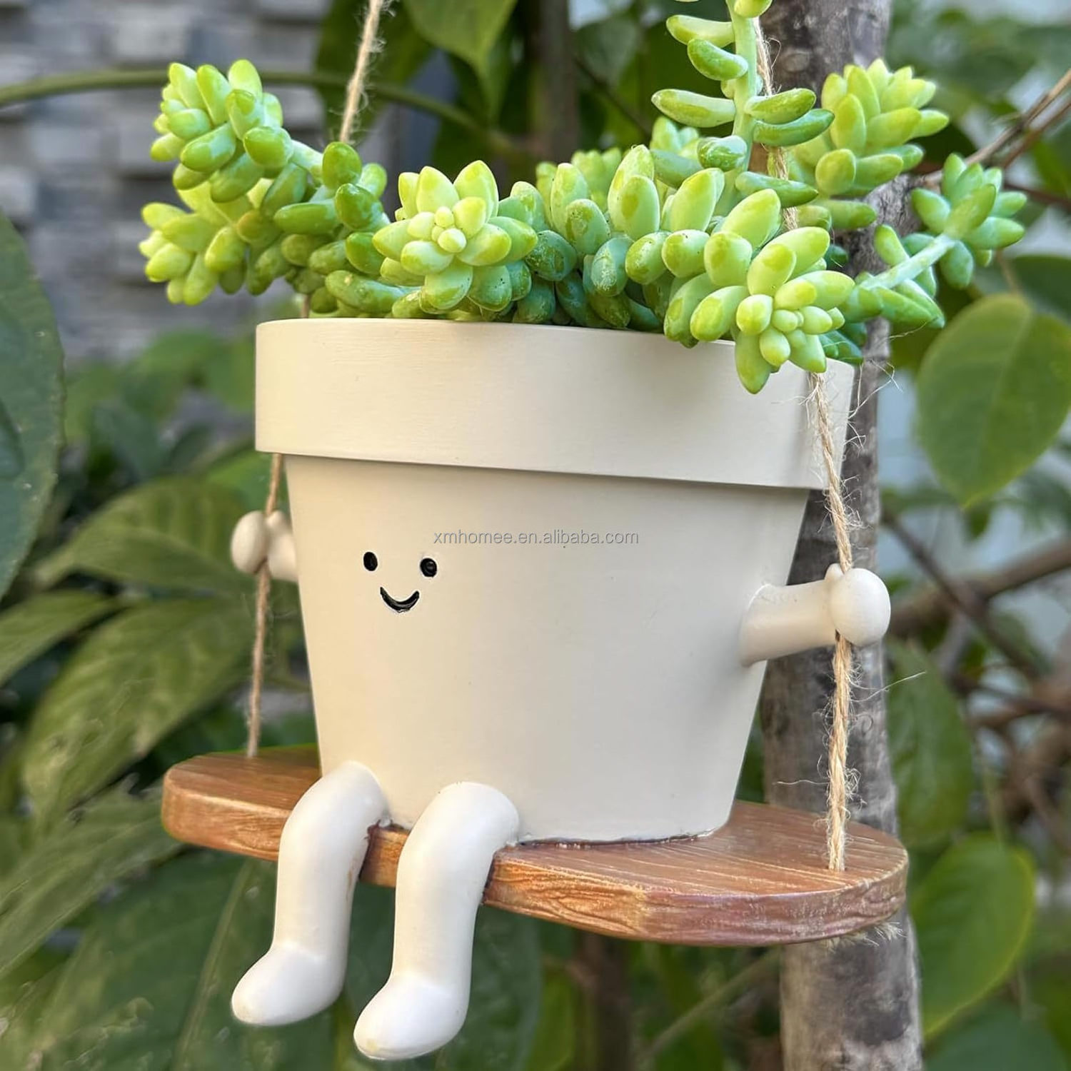 Swing Face Planter Pot Resin Flower Pot Hanging Head Planter Garden Outdoor Hanging Hammock Planter Plant Succulent Pots