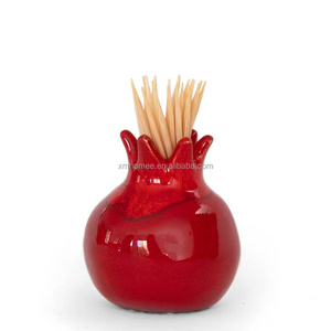 2024 Ceramic Rimon Shaped Toothpick Holder handmade designed ceramic toothpick holder Ceramic Pomegranate Toothpick Holder