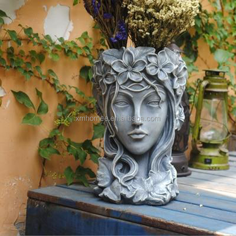 Head shaped planter flower plant pot home decor Goddess Head Planter Goddess Face Planter Resin Flower Pot with Drainage Hole