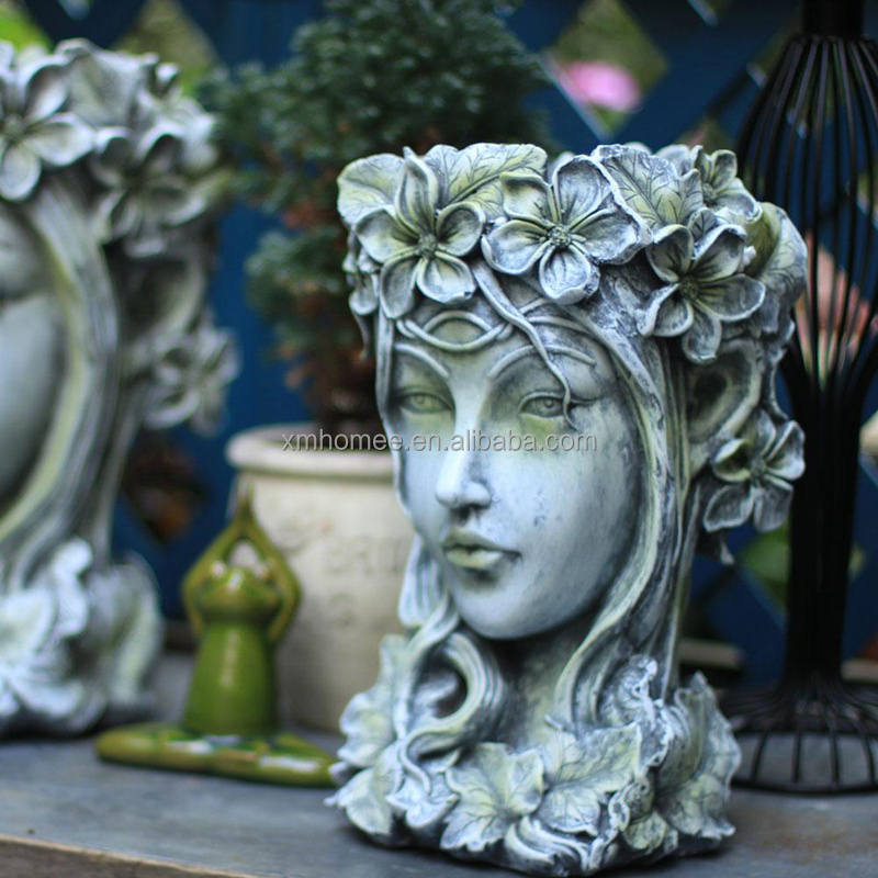 Head shaped planter flower plant pot home decor Goddess Head Planter Goddess Face Planter Resin Flower Pot with Drainage Hole