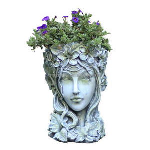 Head shaped planter flower plant pot home decor Goddess Head Planter Goddess Face Planter Resin Flower Pot with Drainage Hole