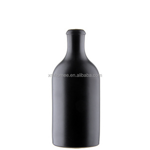 Ceramic Gin Bottle Black ceramic wine bottle 200ml 375ml 500ml 750ml 1000ml Matte Black Olive Oil Glass Bottles With Cork