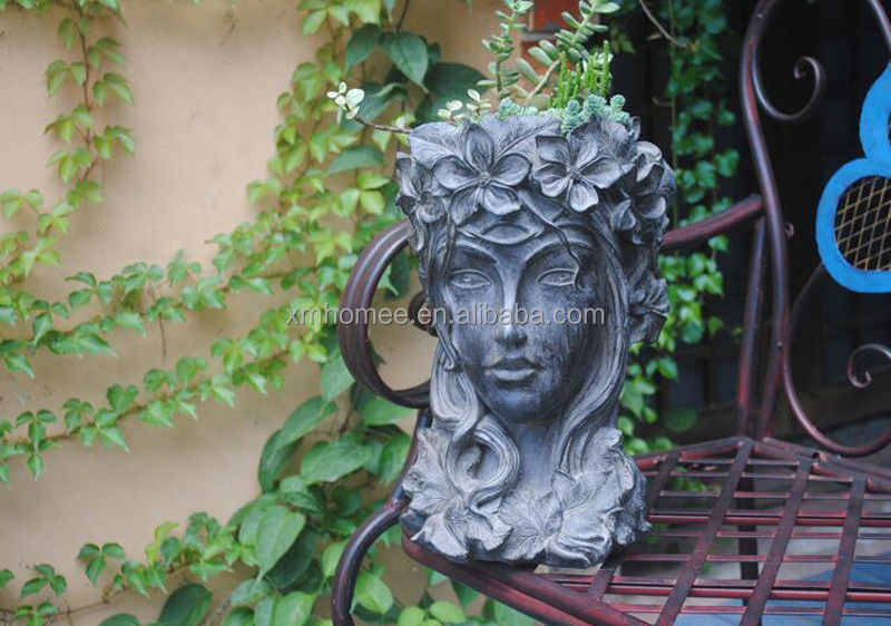 Head shaped planter flower plant pot home decor Goddess Head Planter Goddess Face Planter Resin Flower Pot with Drainage Hole