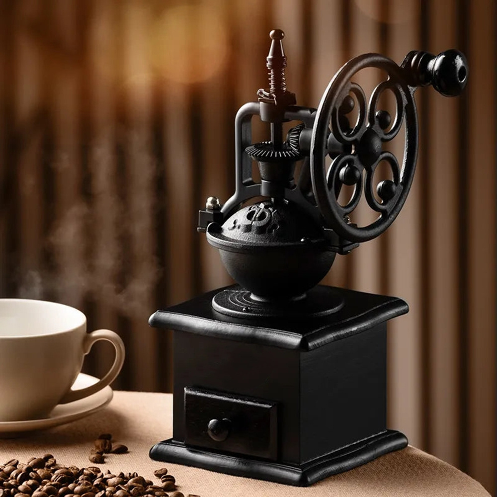 Durable Retro Coffee Accessories Speciality Vintage Wooden Handle Hand Coffee Grinder Equipment