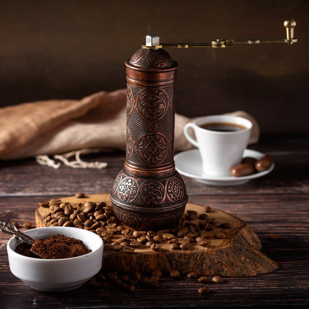 Durable Unique Turkish Ceramic Flat Conical Burr Espresso Bean Manual Coffee Grinder