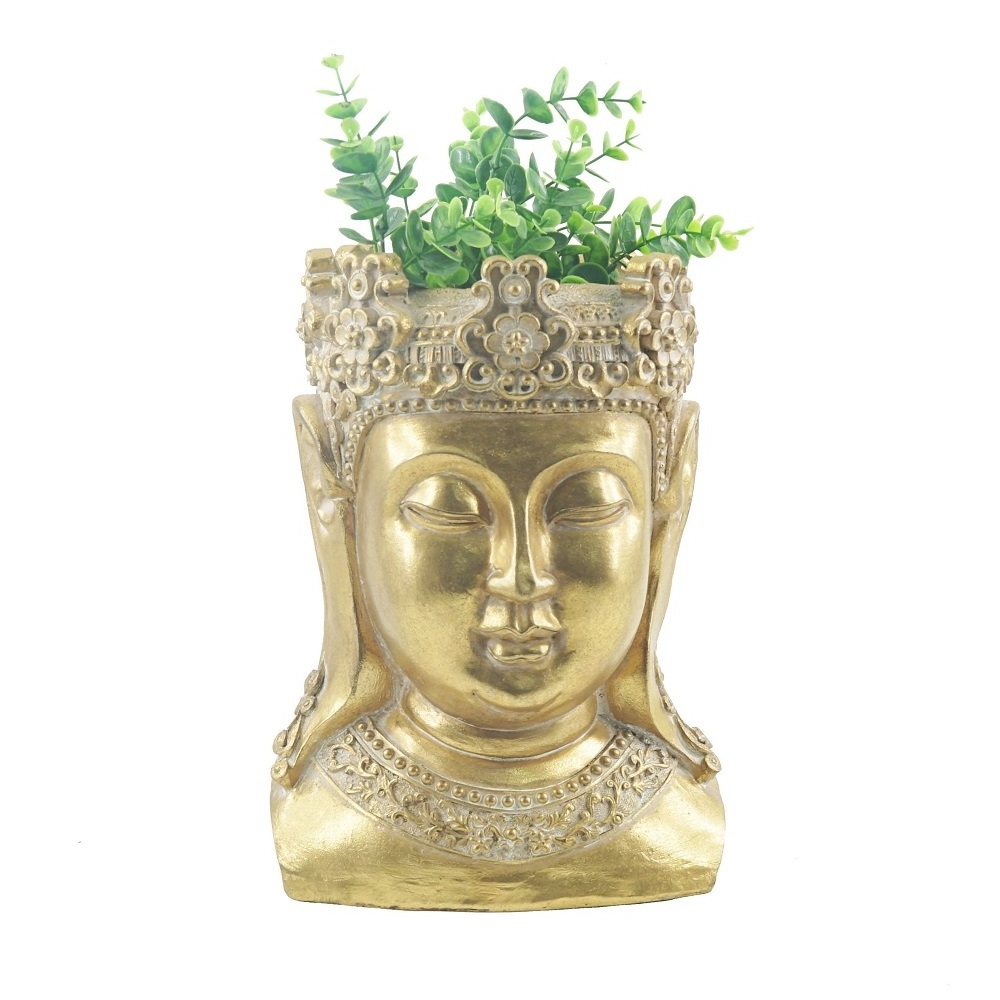 Buddha Head Planter Plant Pot Sitting Buddha Resin Statues Planter For Garden Decor