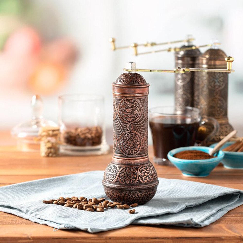 Durable Unique Turkish Ceramic Flat Conical Burr Espresso Bean Manual Coffee Grinder