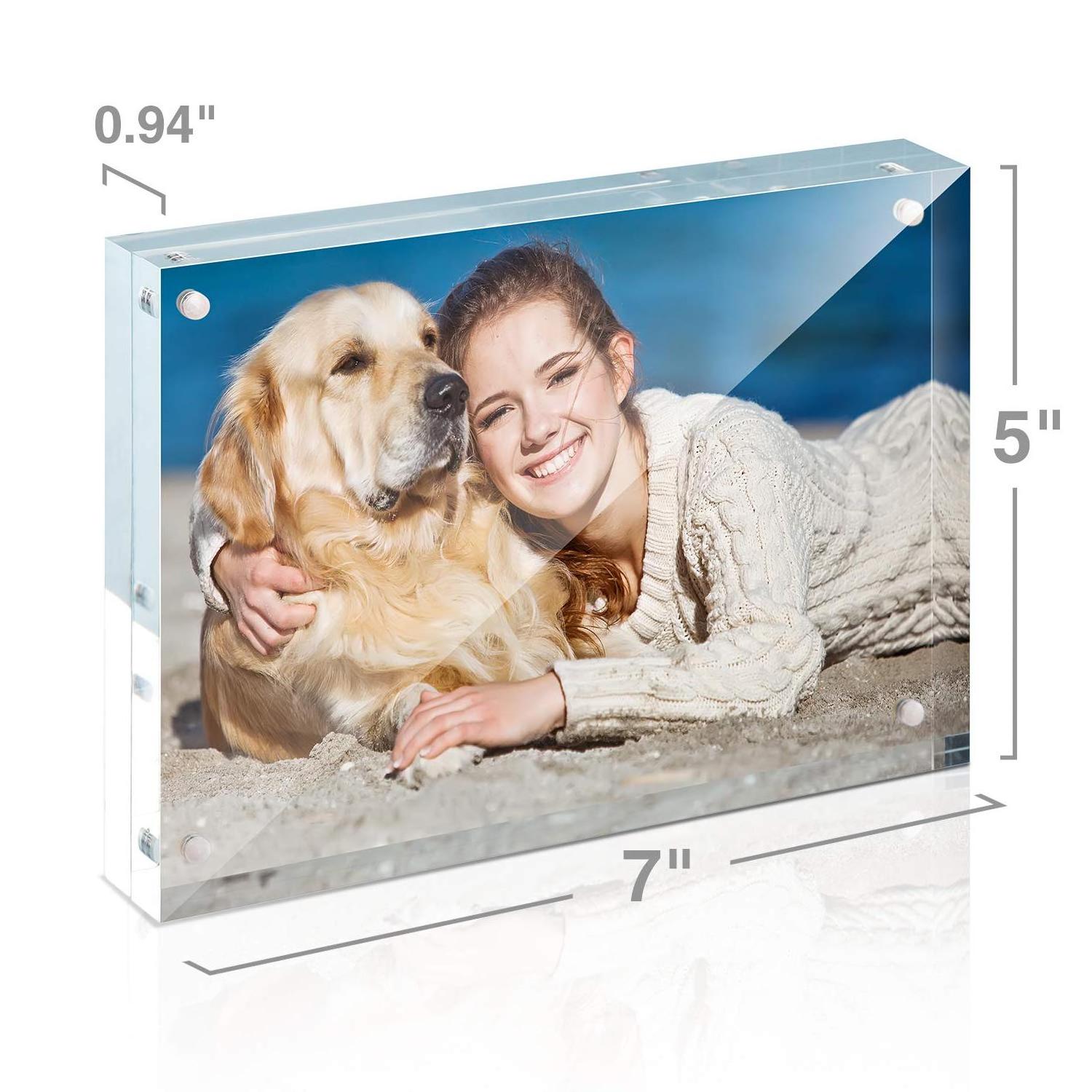 5x7 4x6 Bulk Luxury Horizontal Magnet Double Sided Thick Clear Frameless Acrylic Magnetic Picture Photo Blocks Frame for photos