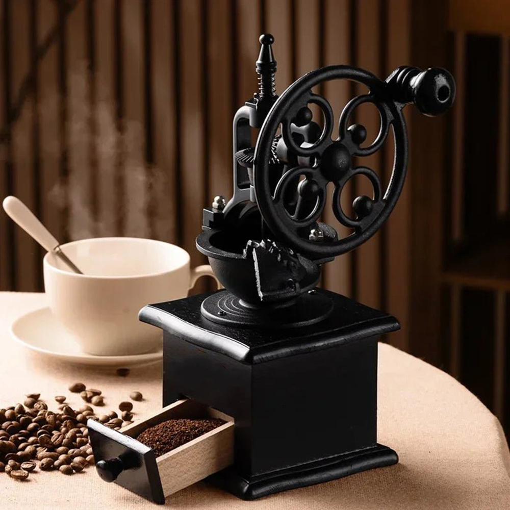 Durable Retro Coffee Accessories Speciality Vintage Wooden Handle Hand Coffee Grinder Equipment